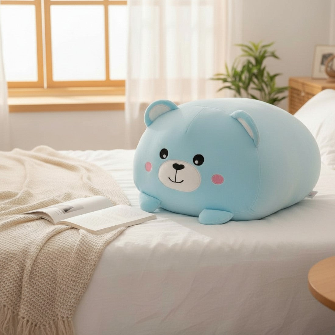Blauer Kawaii-Bär Kuscheltier ganz weich