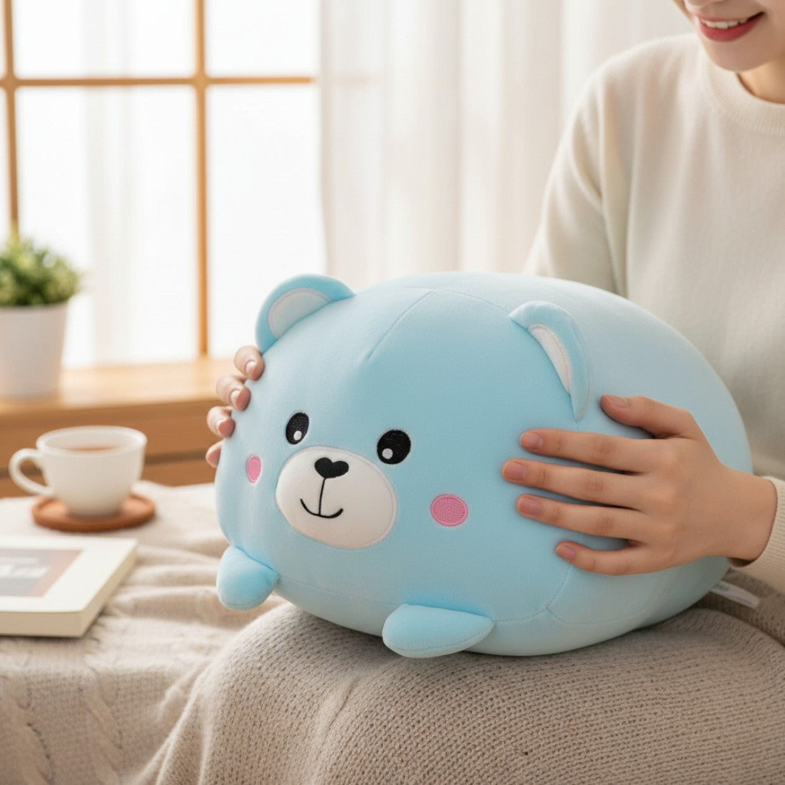Blauer Kawaii-Bär Kuscheltier ganz weich
