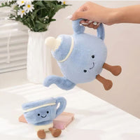 Tasse und Teekanne Kuscheltier-Duo Kawaii-Teestunde