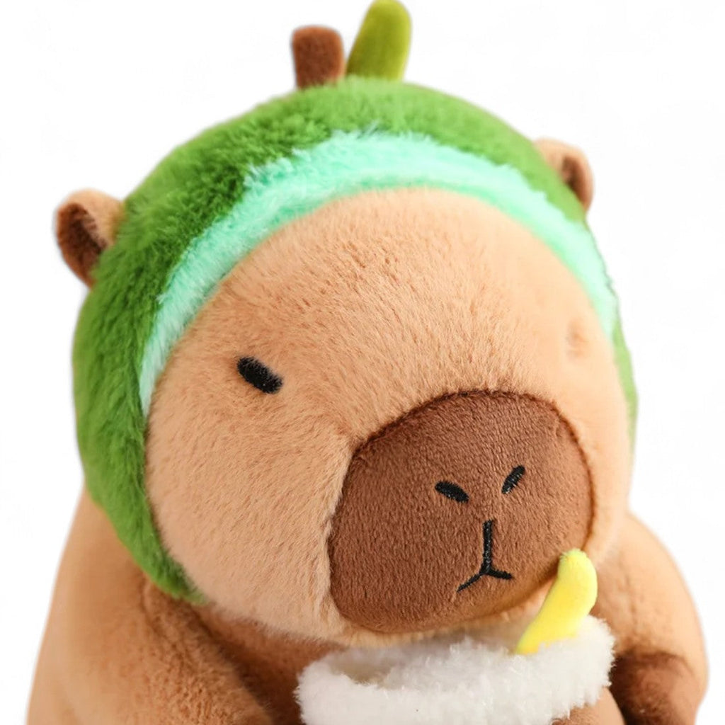 Capybara Kuscheltier mit Getränk und lustiger Mütze
