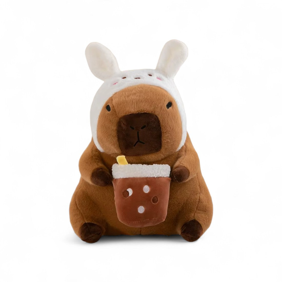Capybara Kuscheltier mit Getränk und lustiger Mütze