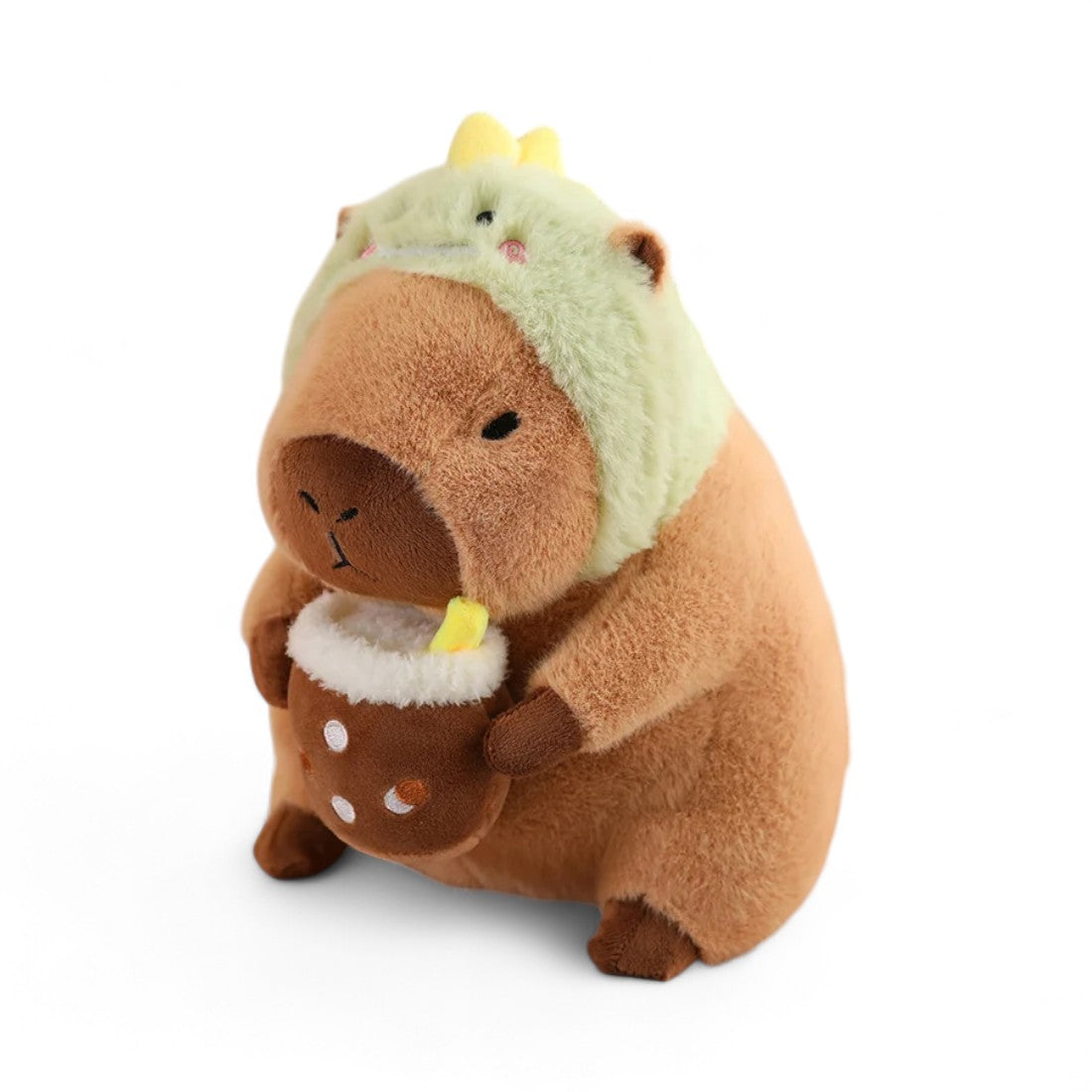 Capybara Kuscheltier mit Getränk und lustiger Mütze