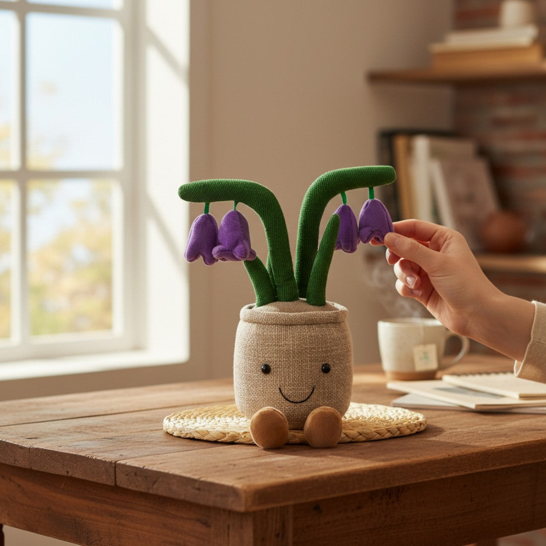 Pflanze Topf mit violetten Blüten Kuscheltier Kawaii