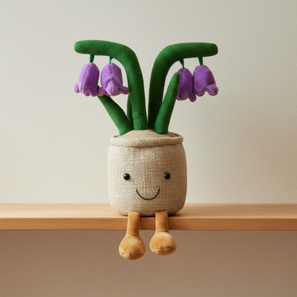 Pflanze Topf mit violetten Blüten Kuscheltier Kawaii
