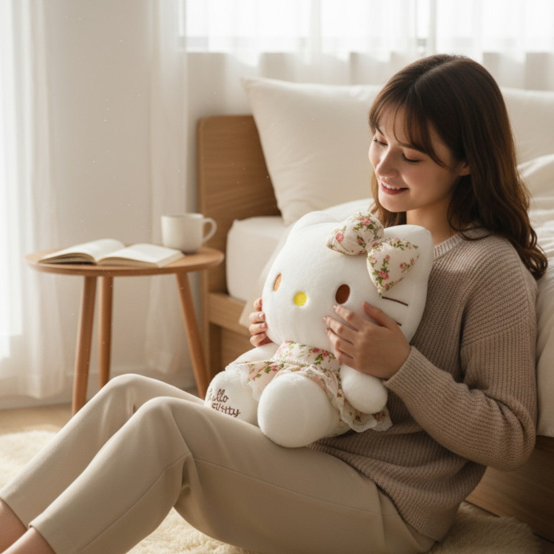 Hello Kitty Kuscheltier zart mit Blumenkleid