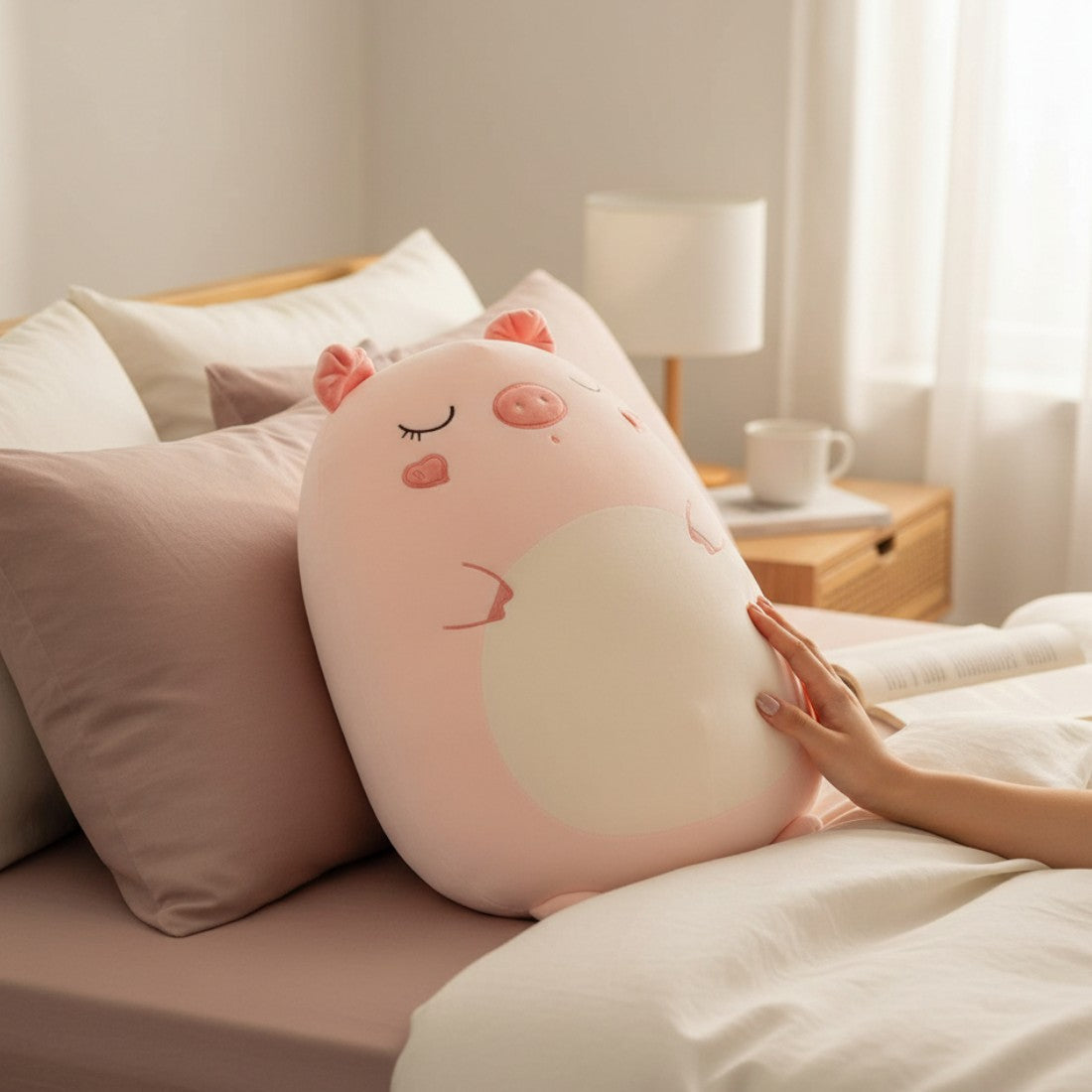 Rosa Schweinchen Plüschkissen kuschelig und squishy