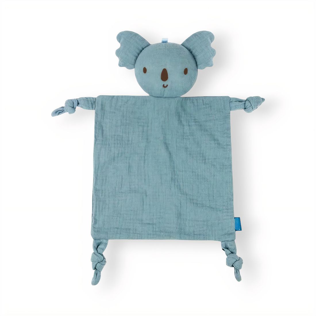 Schmusetuch Koala blau aus Baumwollmusselin