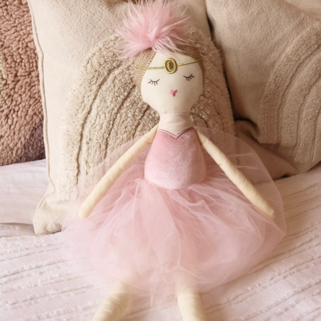 Plüschpuppe Tänzerin mit Stern im rosa Kleid