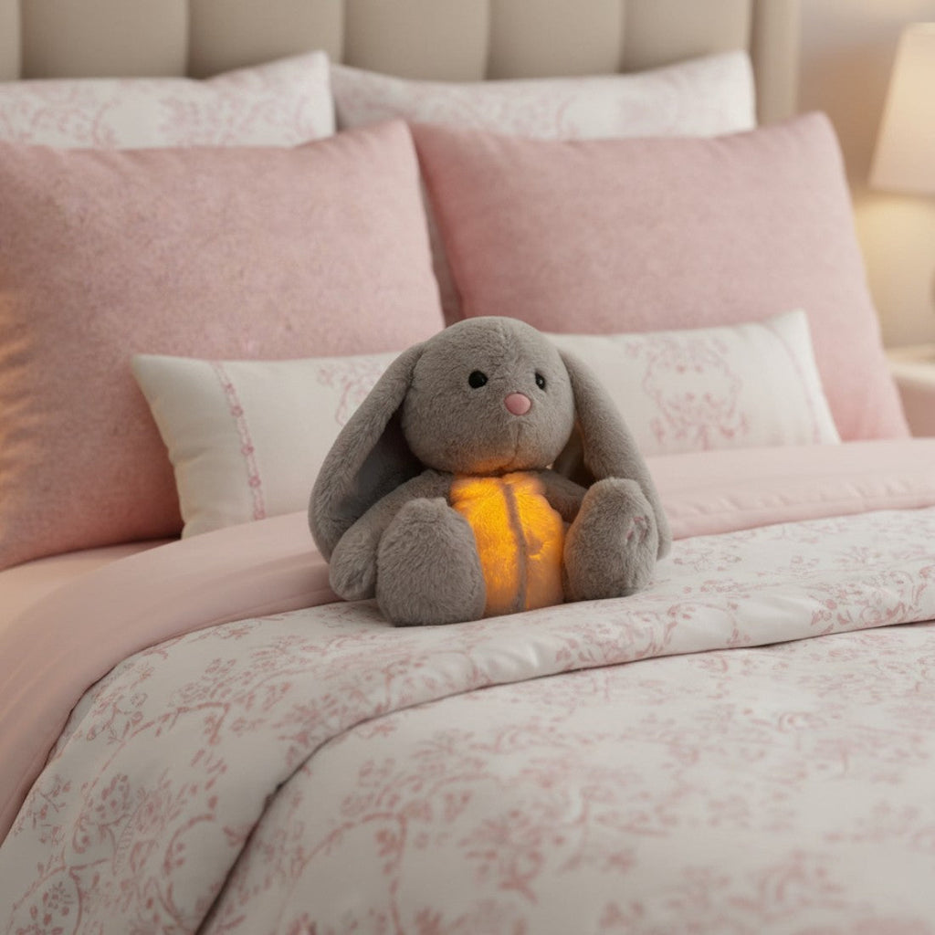 Beruhigendes Nachtlicht-Kuscheltier Hase mit Atembewegung