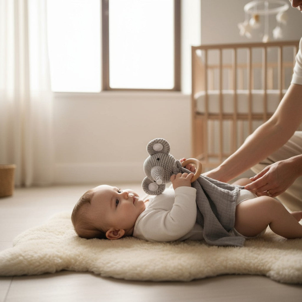 Schmusetuch Elefantenkopf gehäkelt für Babys