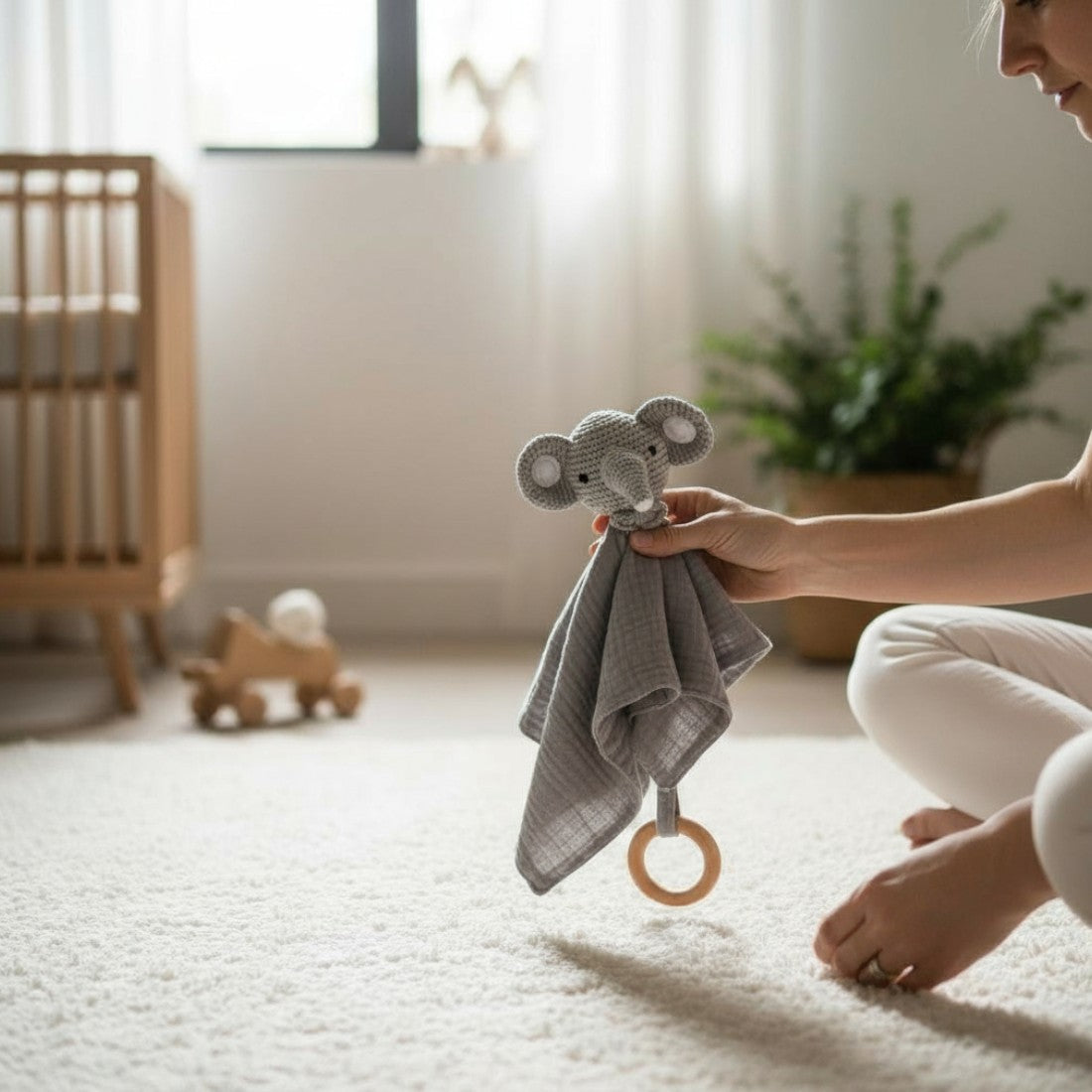 Schmusetuch Elefantenkopf gehäkelt für Babys