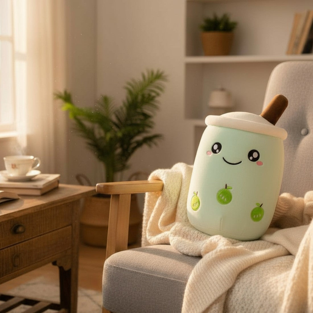 Kawaii-Bubble-Tea-Kuscheltier Grüner Apfel