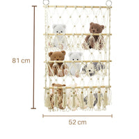 Vertikales Wand-Aufbewahrungsregal aus Makramee für Kuscheltiere