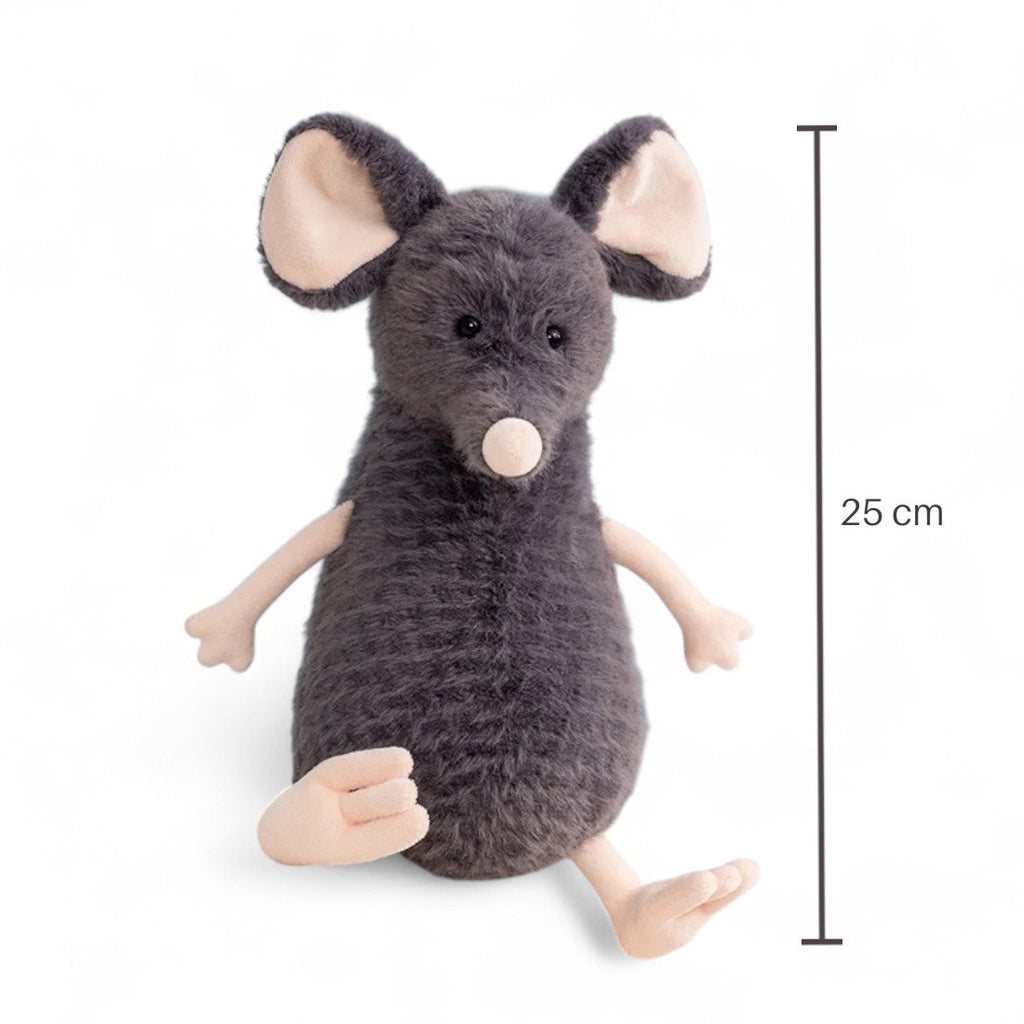 Maus Kuscheltier grau Entdeckerin