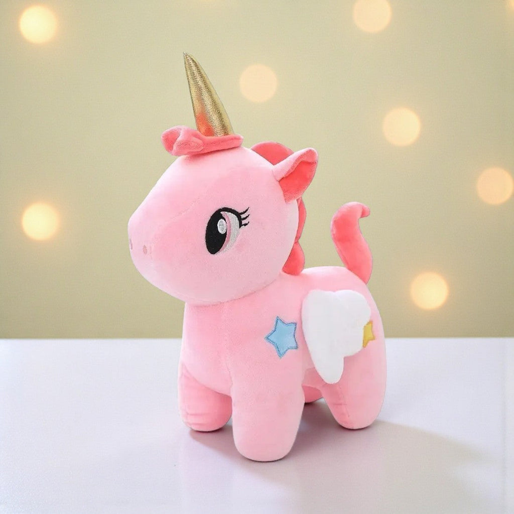 Niedliches Einhorn-Kuscheltier mit Sternen und magischen Flügeln
