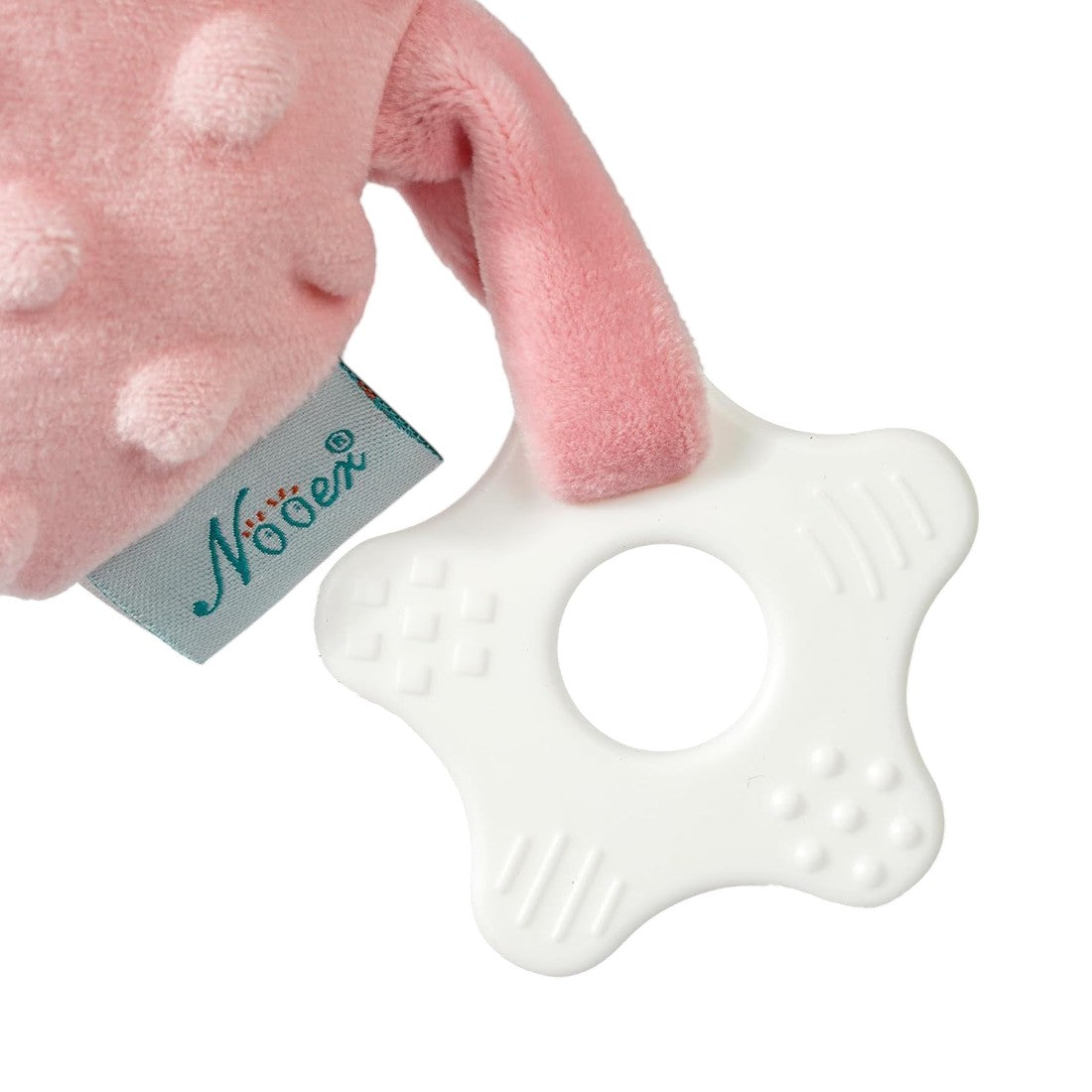 Rosa Hase Kuscheltier mit gepunkteter Latzhose und Ringelkragen