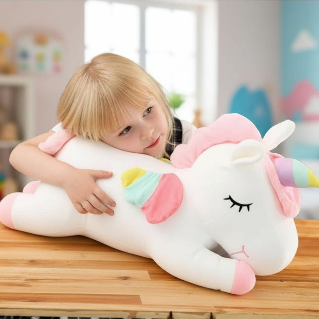 Liegendes Einhorn-Kuscheltier für Kinder