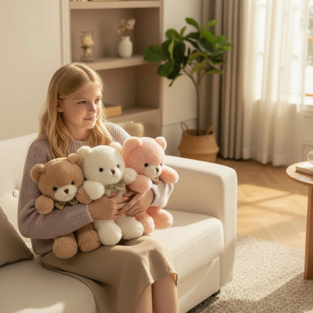 Weicher Bär Kuscheltier mit Vichy-Schleife