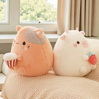 Weißes Schwein Kuscheltier Kissen im Squishmallow-Style