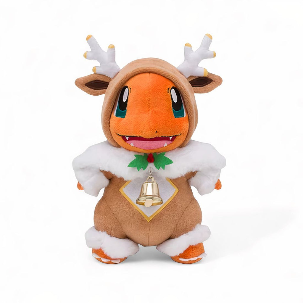 Glumanda Kuscheltier Pokémon im Weihnachts-Rentierkostüm