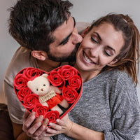Seifenherz-Geschenkbox mit Teddybär Kuscheltier