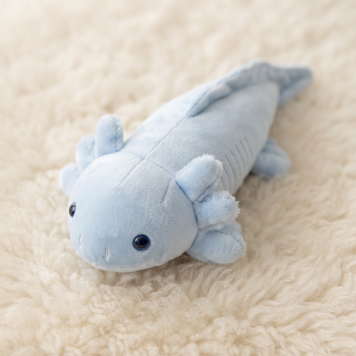 Axolotl Kuscheltier lang blau Kuschelkissen - Detailansicht Material