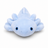 Axolotl Kuscheltier lang blau Kuschelkissen - Weißer Hintergrund frontal