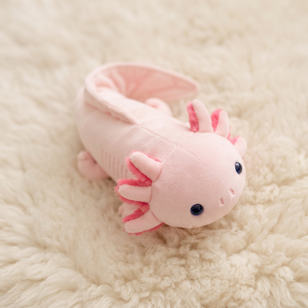 Axolotl Kuscheltier lang rosa Kuschelkissen - Material-Detail