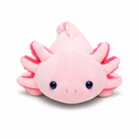 Axolotl Kuscheltier lang rosa Kuschelkissen - Weißer Hintergrund Frontal