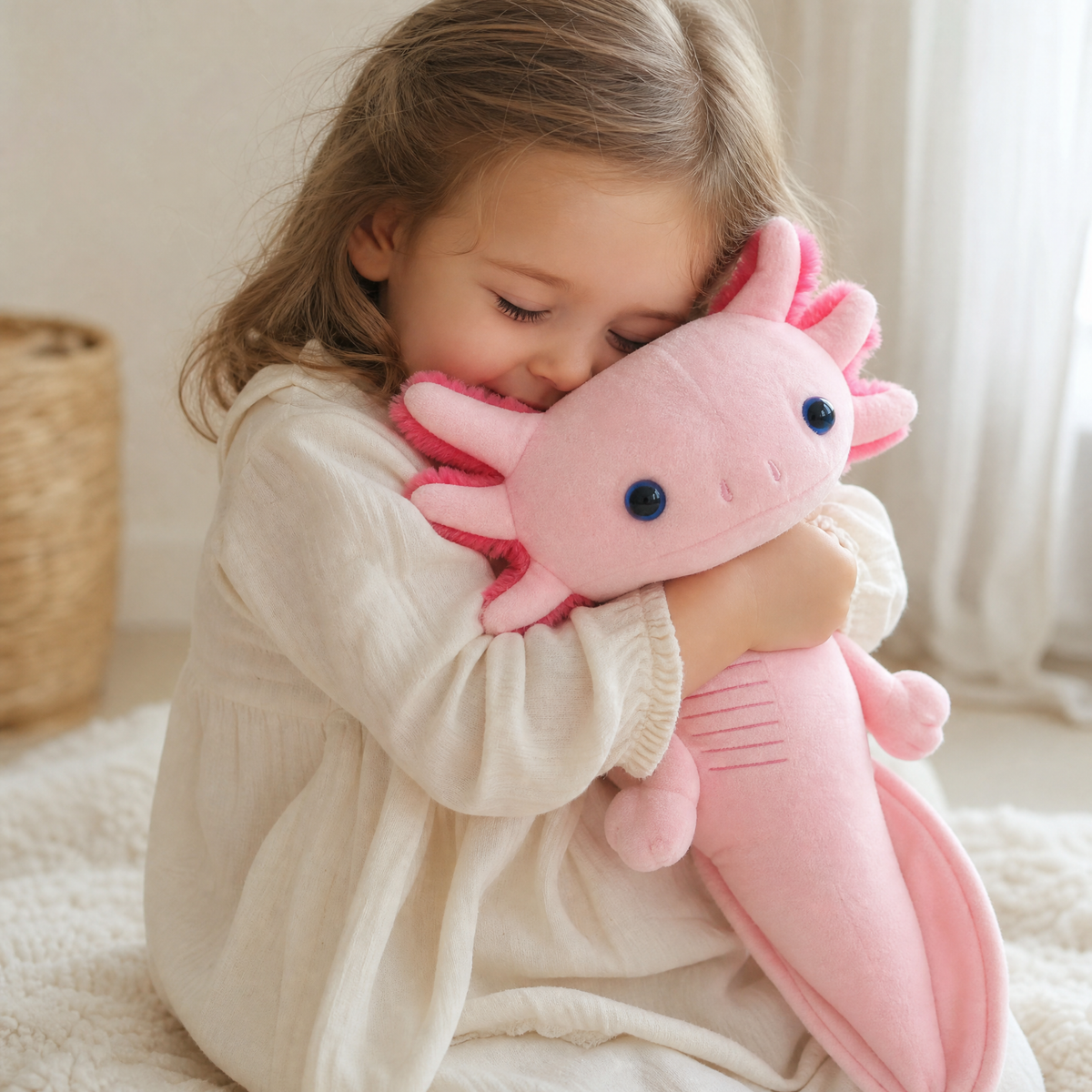 Axolotl Kuscheltier lang rosa Kuschelkissen - Gemütliche Nutzung im Innenbereich