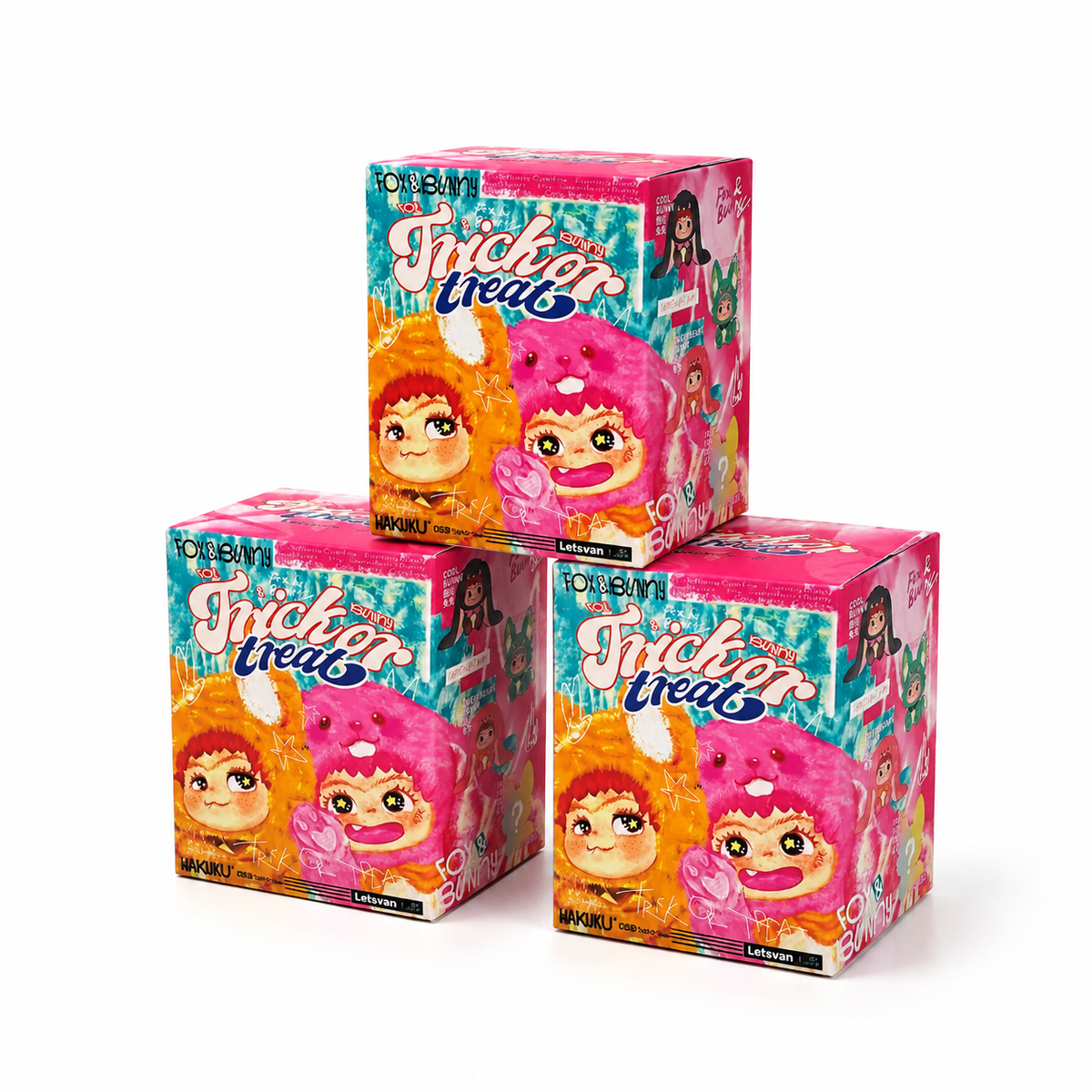 Wakuku Fox & Bunny Blind Box Kuscheltier - 3er-Set