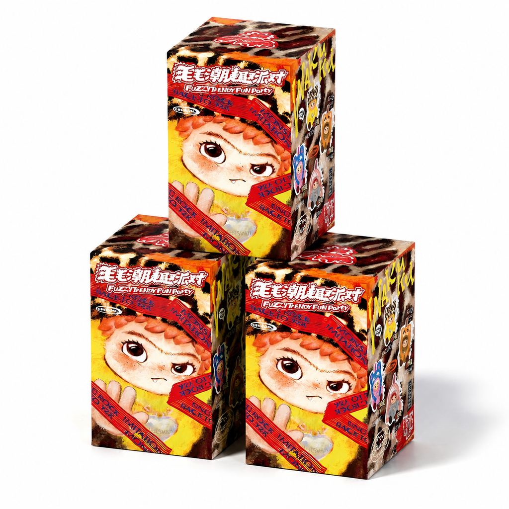 Wakuku Fuzzy Fun Party Blind Box Kuscheltier - 3er-Set