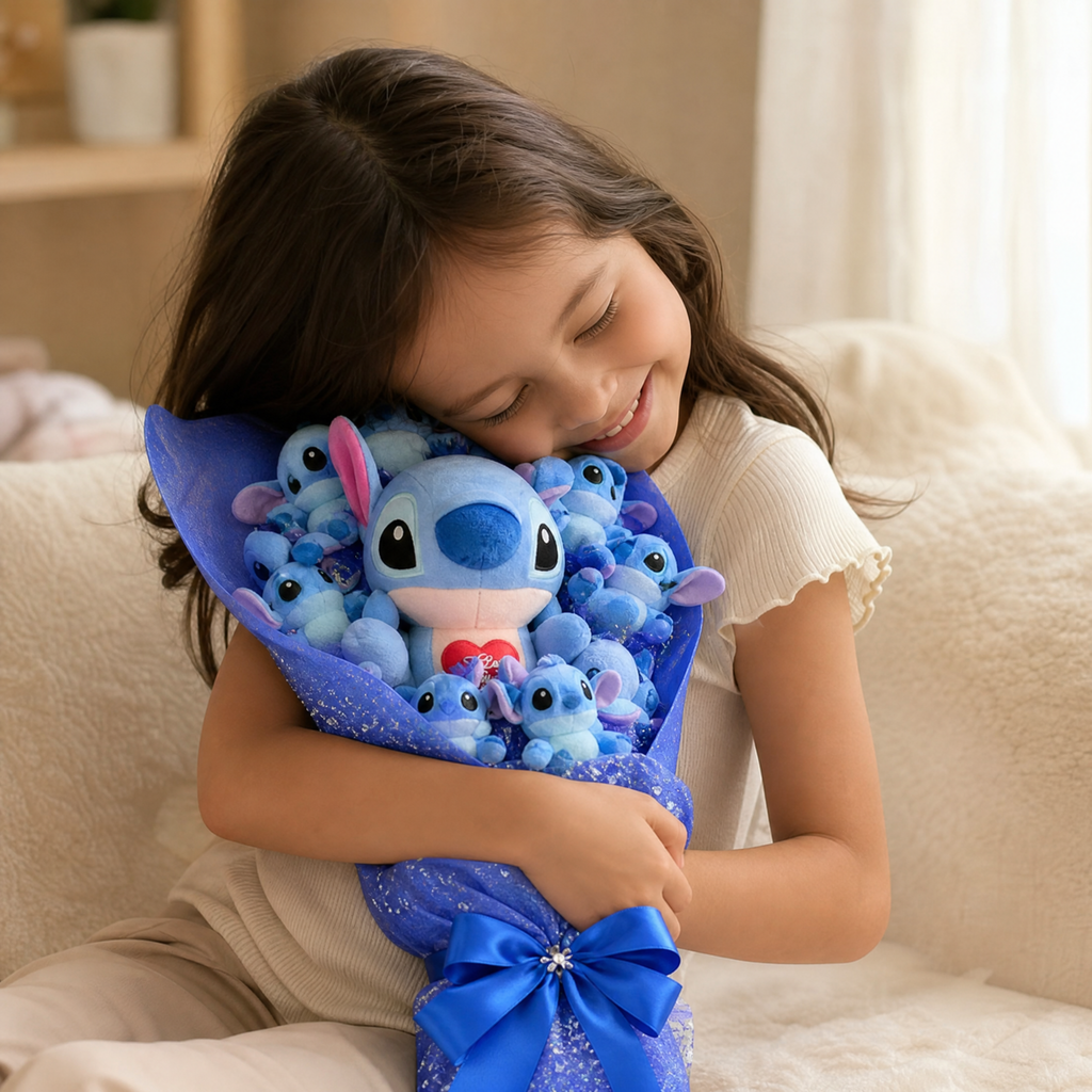 Stitch Kuscheltier Bouquet I Love You mit Geschenkbox - Verwendung gemütlich zu Hause