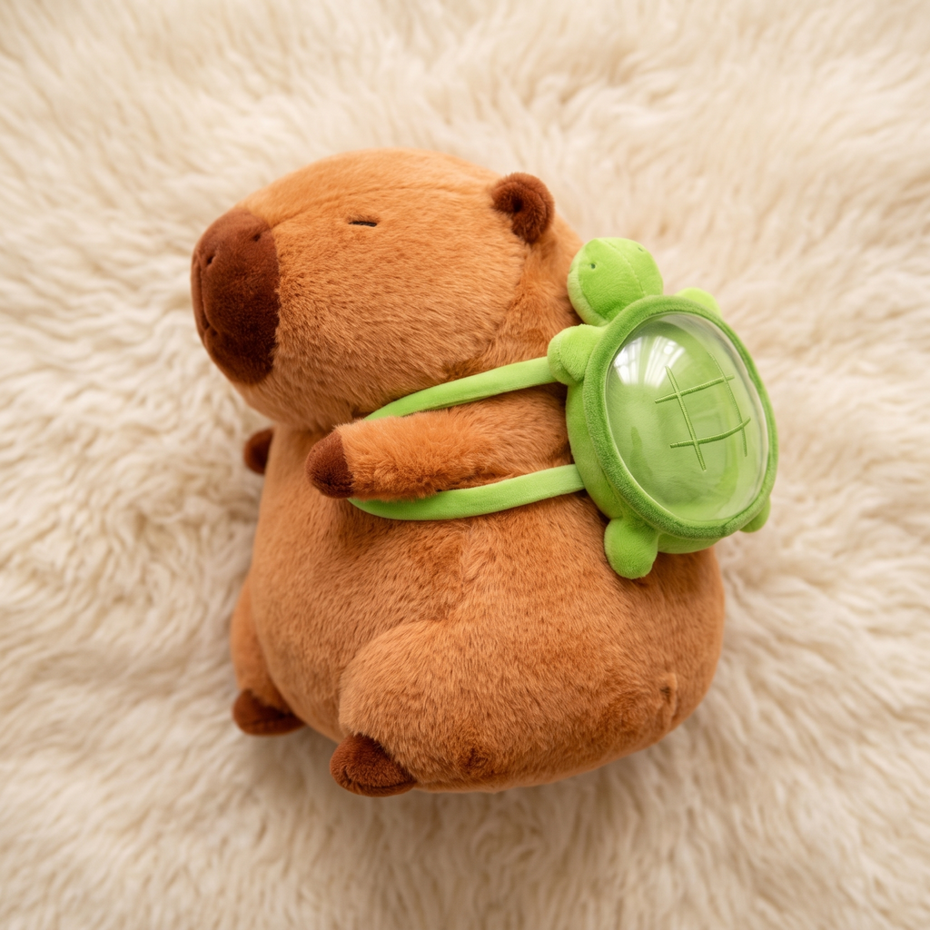 Kuscheltier Capybara mit Schildkröten-Rucksack - Materialdetail
