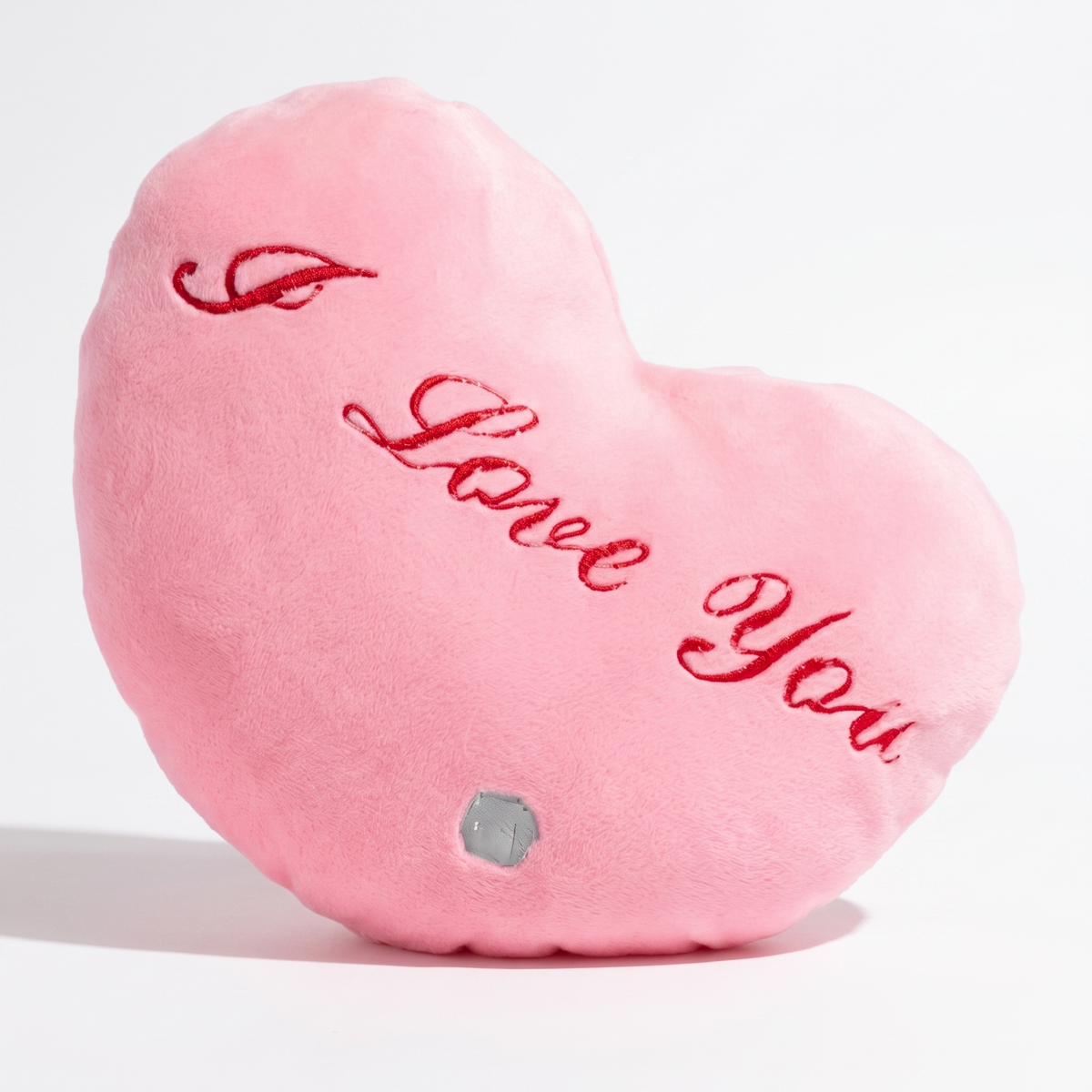 Herzkissen I Love You Rosa 35 cm - weißer Hintergrund Frontalansicht