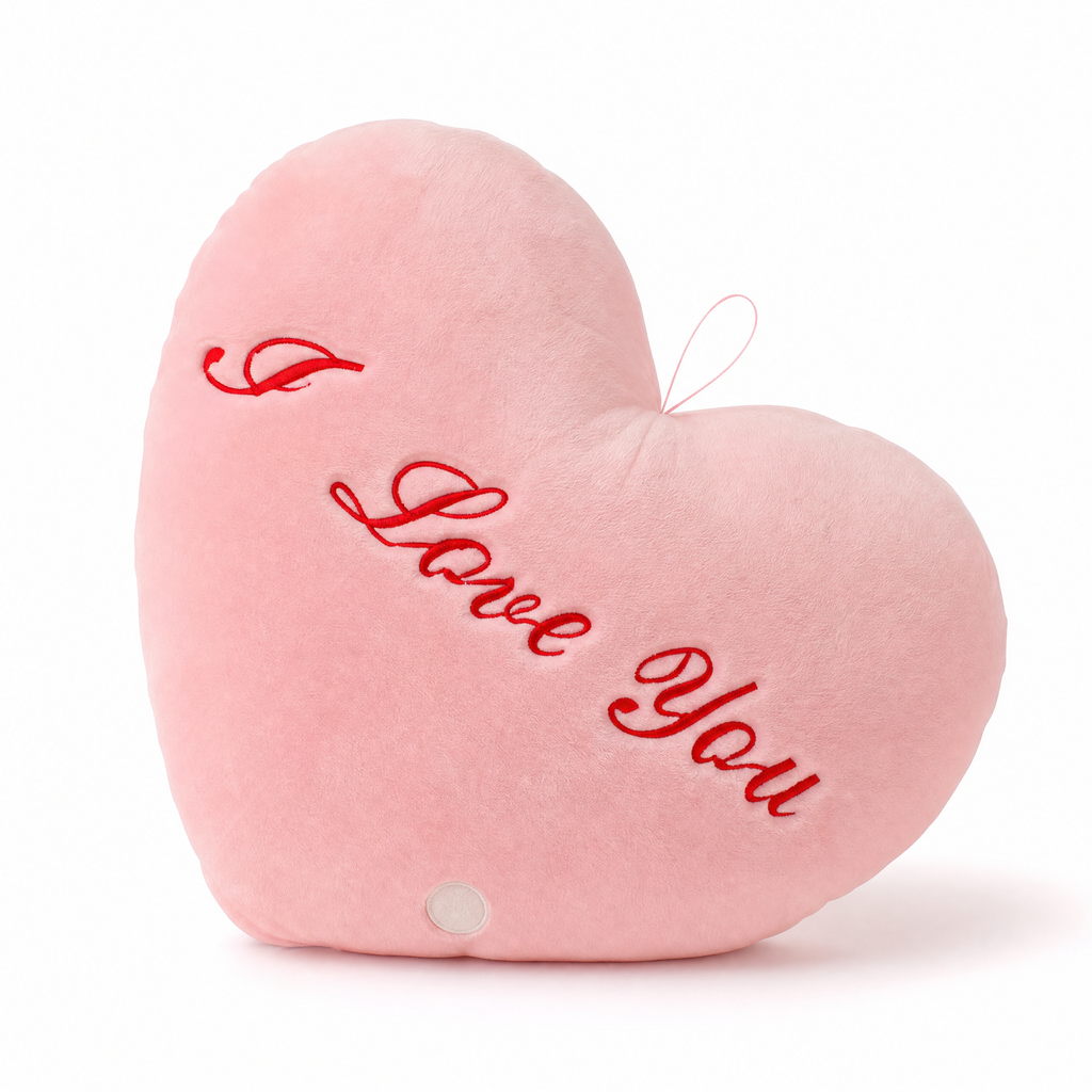 Leuchtendes Herzkissen I Love You - Weißer Hintergrund Frontalansicht