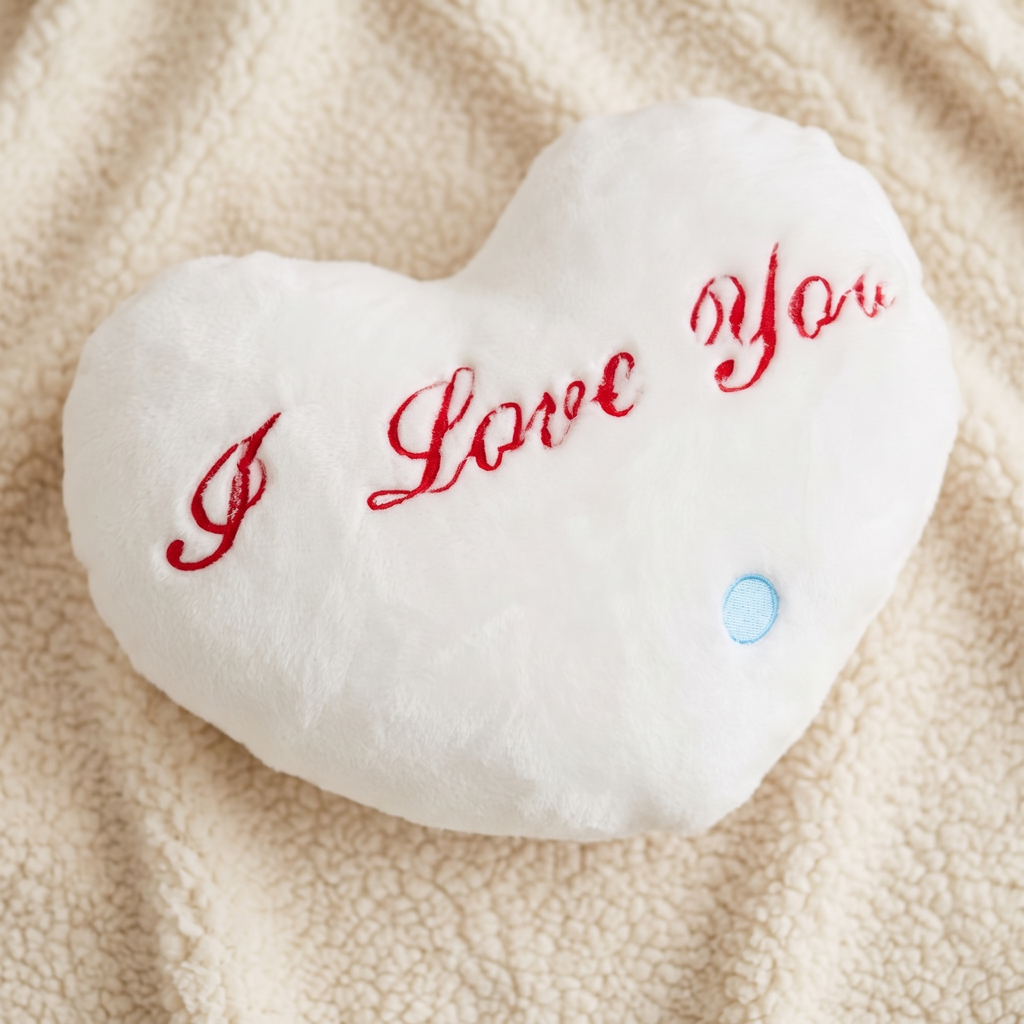 Plüschkissen Herz I Love You - Detailaufnahme Material