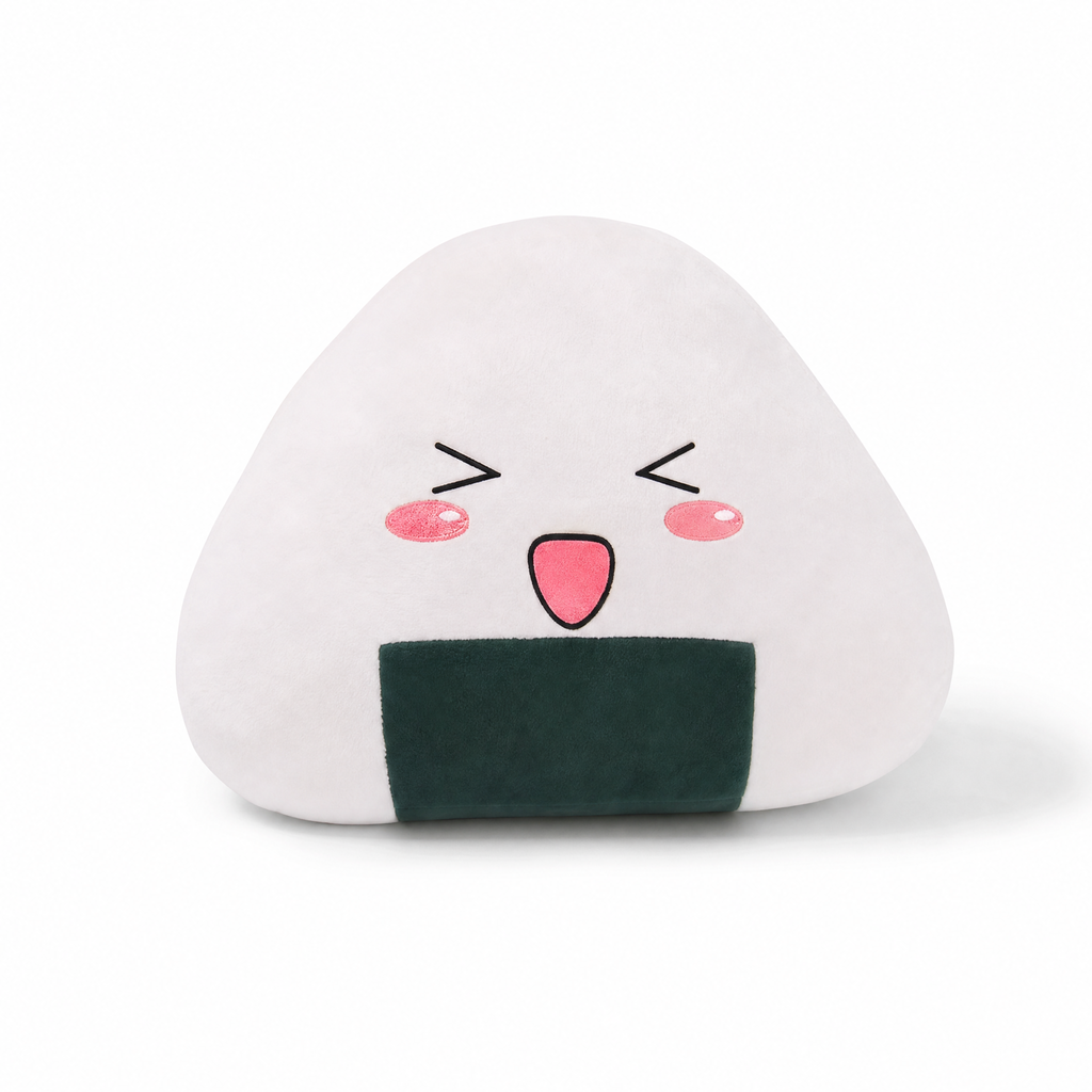 Onigiri Kawaii Sushi Kuscheltierkissen - Weißer Hintergrund frontal