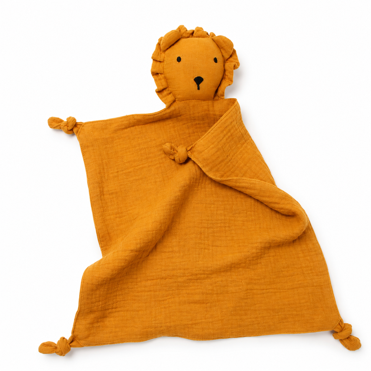 Schmusetuch Löwe aus Musselin Doppelgaze - Orange