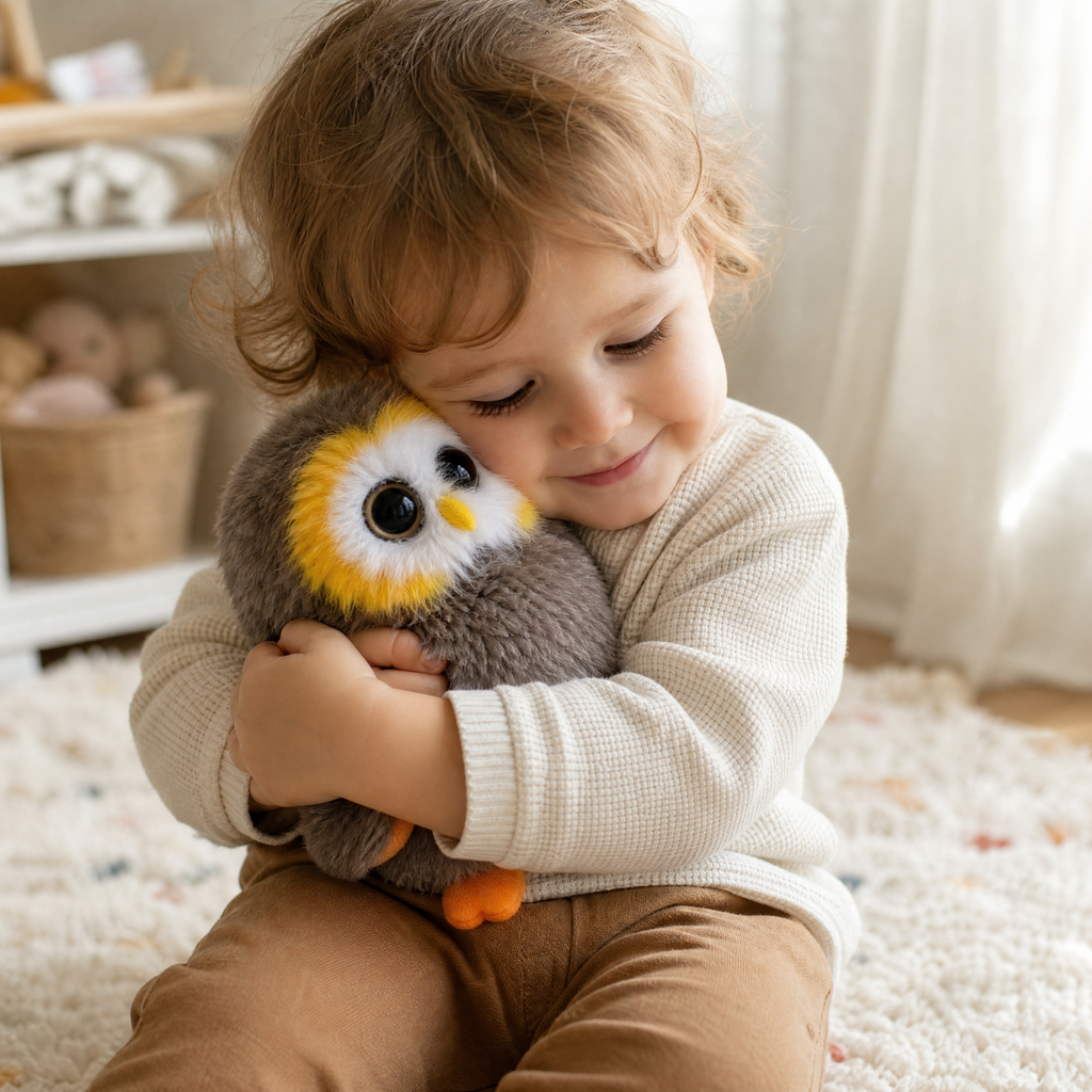 Flauschiges Eulen Kuscheltier mit großen Augen - Verwendung gemütliches Interieur