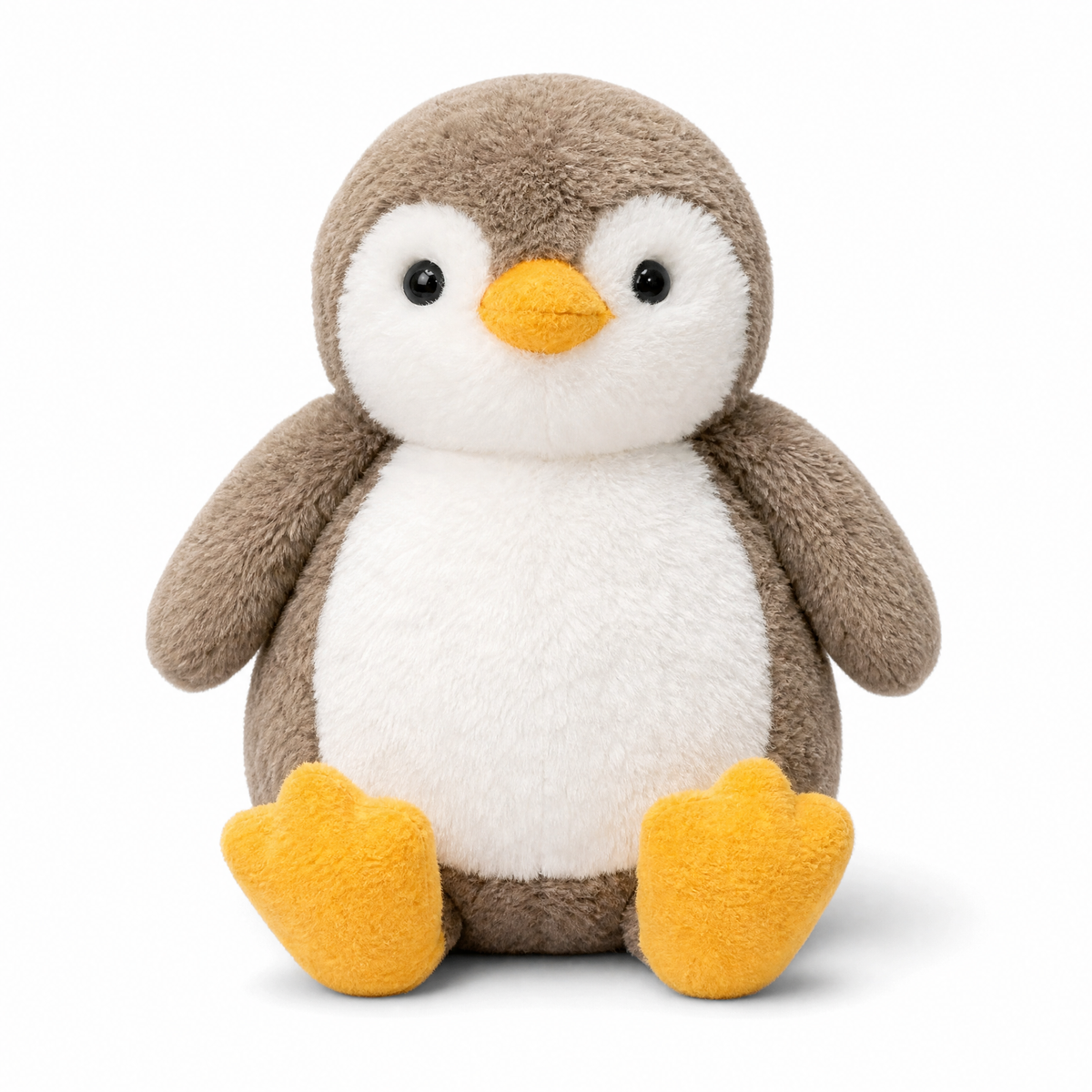 Flauschiges Pinguin Kuscheltier - Weißer Hintergrund frontal