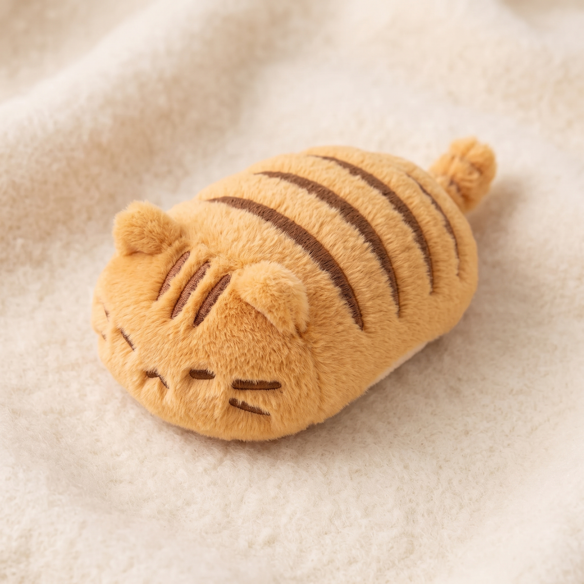 Gestreiftes orangefarbenes Katze Kuscheltier - Detailansicht Material