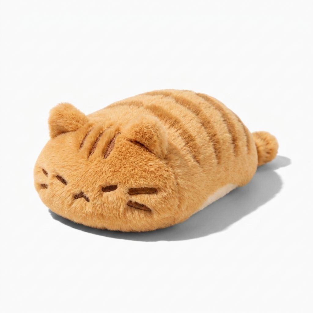 Gestreiftes orangefarbenes Katze Kuscheltier - Weißer Hintergrund seitlich