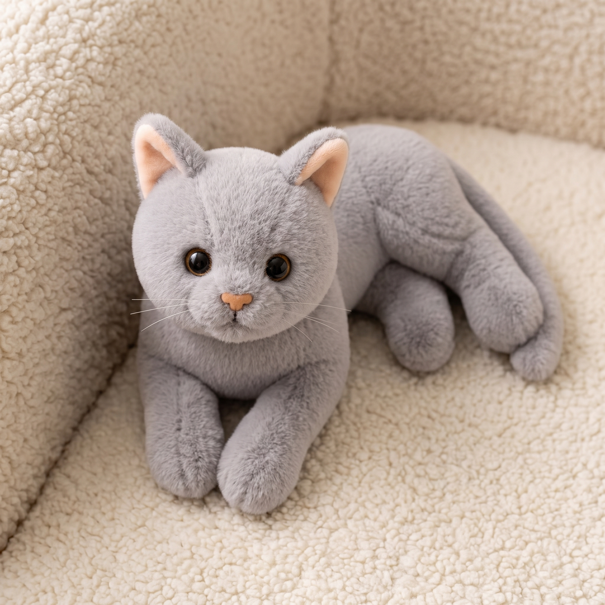 Graues Katzen Kuscheltier - Detailansicht Material