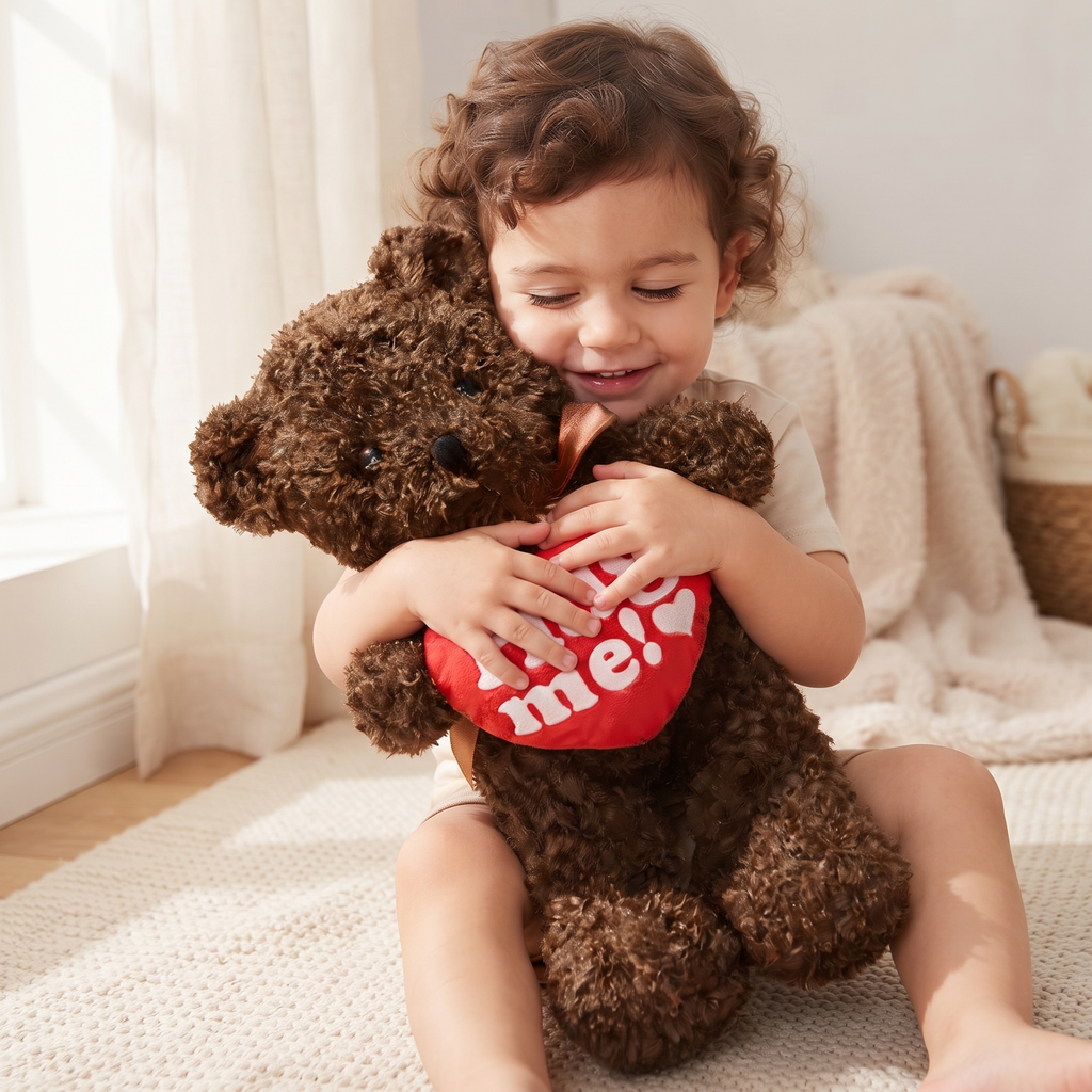 Großer Teddybär Kuscheltier mit Hug-Me-Herz - Gemütliche Nutzung im Innenbereich