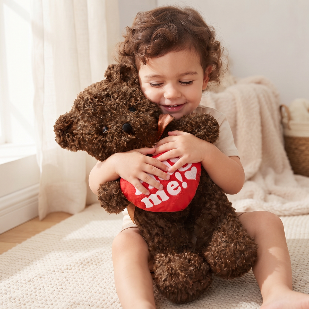 Großer Teddybär Kuscheltier mit Hug-Me-Herz - Gemütliche Nutzung im Innenbereich