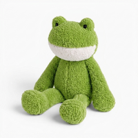 Grüner Frosch Kuscheltier mit langen Beinen weich - Weißer Hintergrund seitlich