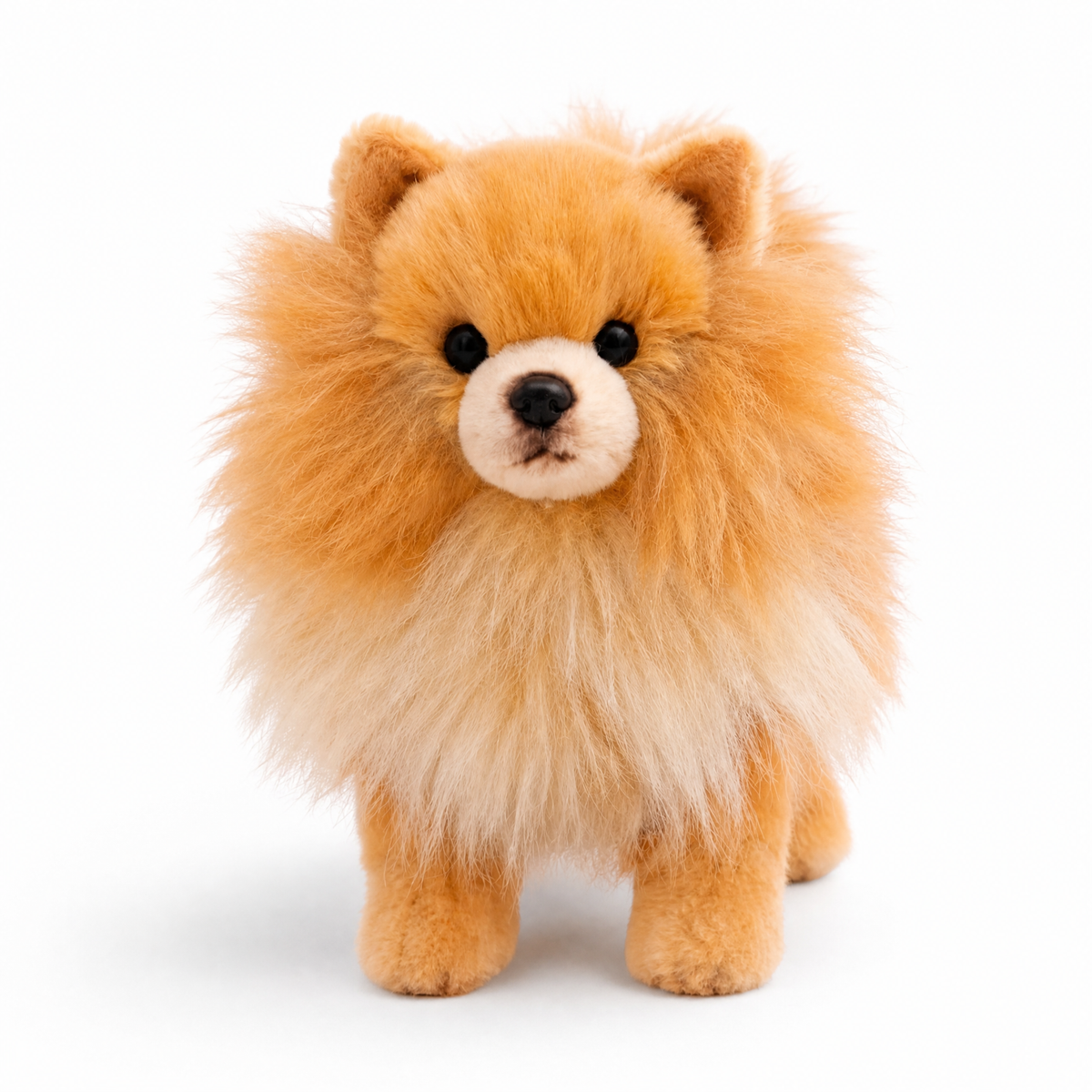 Hund Kuscheltier flauschig realistisch - Weißer Hintergrund frontal