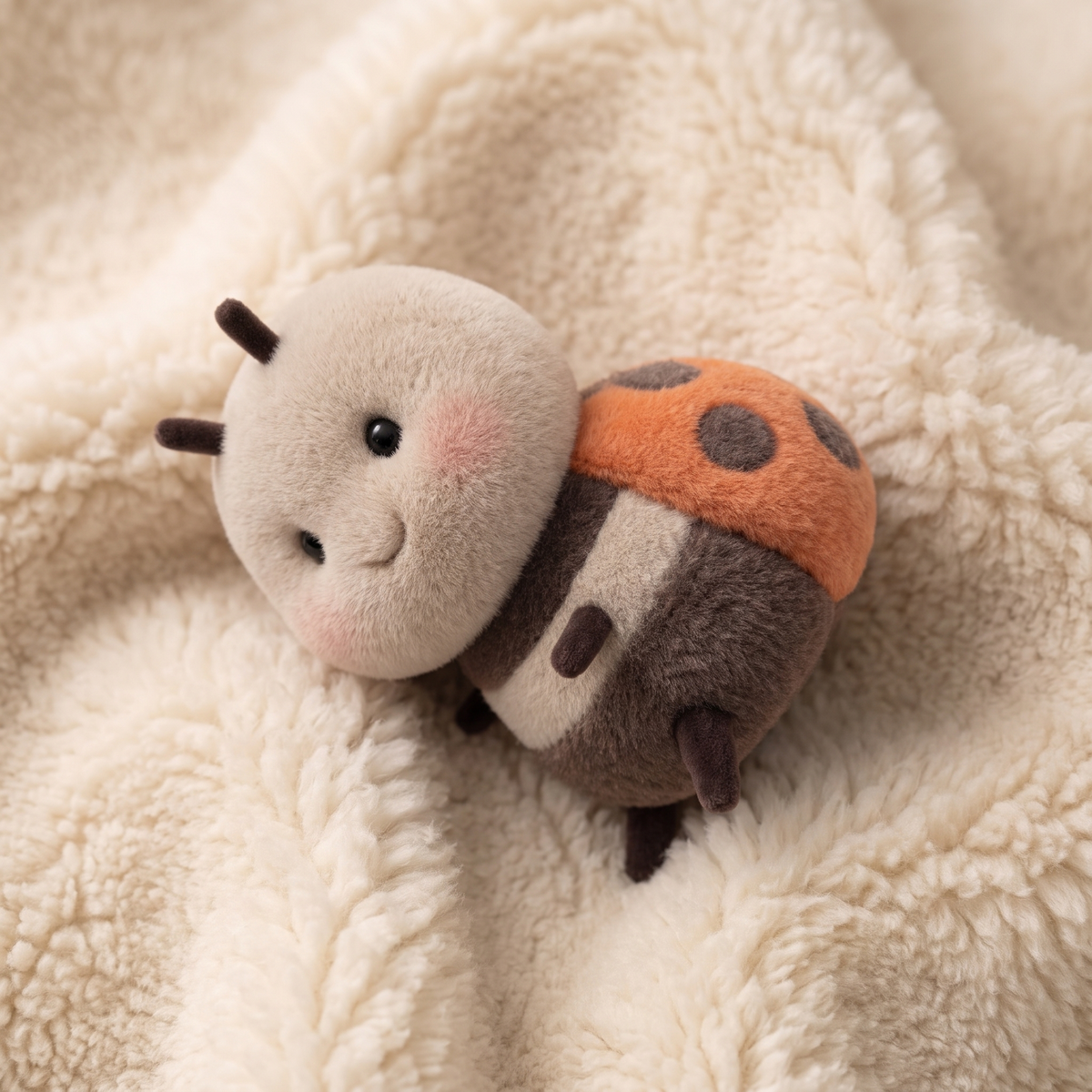 Kleines Kawaii Marienkäfer-Kuscheltier - Detailansicht Material