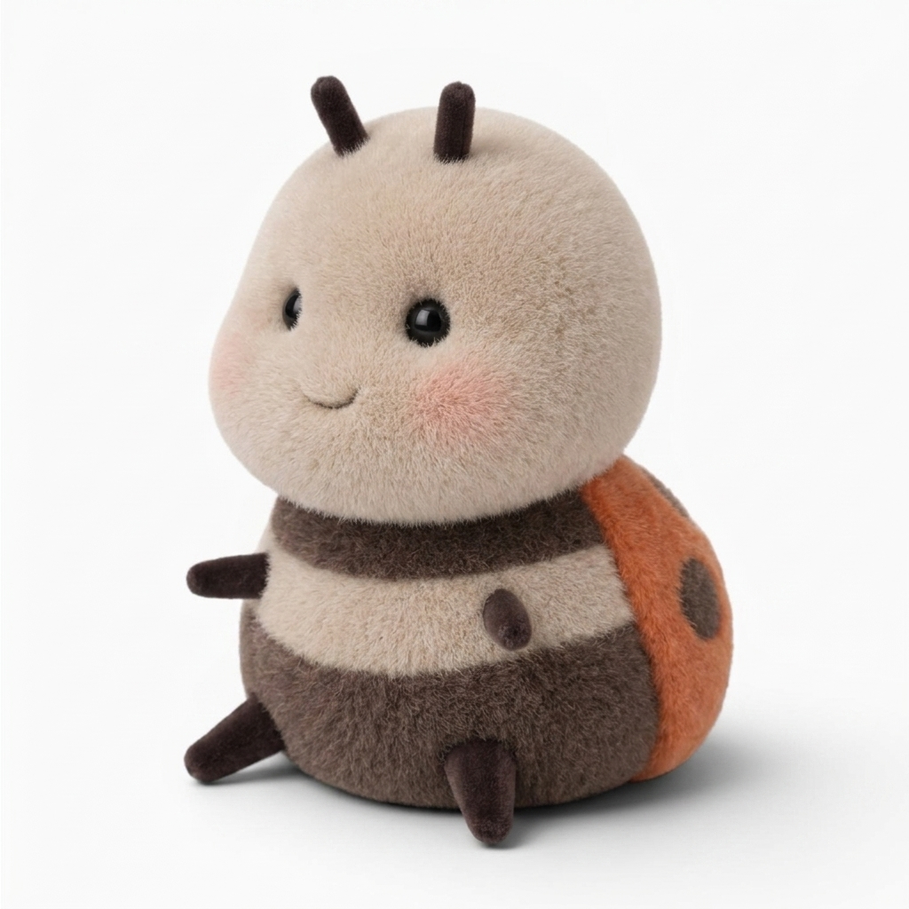 Kleines Kawaii Marienkäfer-Kuscheltier - Weißer Hintergrund seitlich
